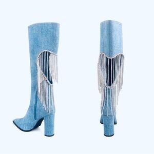 JACQUELINE HEELED BOOTS - DENIM

LEMON DROP BY PRIVILEGED WOMENS 7 knee high